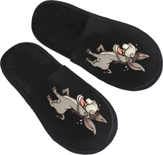 Generic Mens Slipper Cartoon Donkey Soft Womens Slippers Fluffy Warm Hotel Slippers Travel Bedroom L