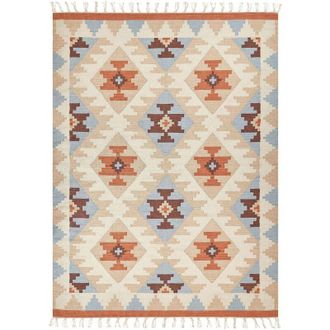 Beliani Tappeto Kilim in cotone a motivi geometrici reversibili 160 x 230 cm Multicolore Dilijan