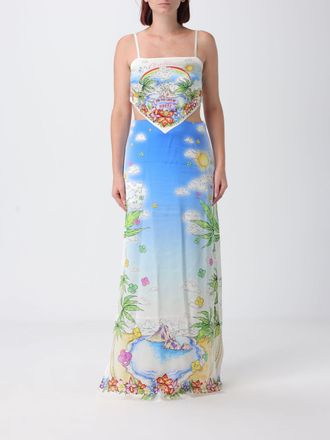 Casablanca Graphic-Print Asymmetric Silk Mini Dress with Halterneck