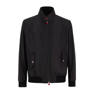 Kiton Bomber Jackets, male, Black, Size: 2XL Classic Lightweight Zip Jacket