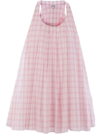 Loewe checked midi dress - women - Cotton - 38 - Pink