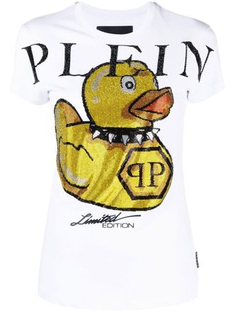 Philipp Plein T-shirt Duck con scollo rotondo - Bianco