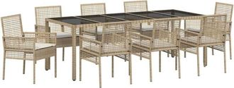 vidaXL Conjunto De Comedor De Jard&iacute;n 9 Pcs Beige Polirat&aacute;n Vidaxl