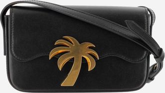 Palm Angels Black Leather Palm Beach Bridge Crossbody Bag