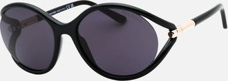 Tom Ford Womens Tom Ford Melody Dark Smoke Lens Shiny Black Sunglasses - Size: ONE size