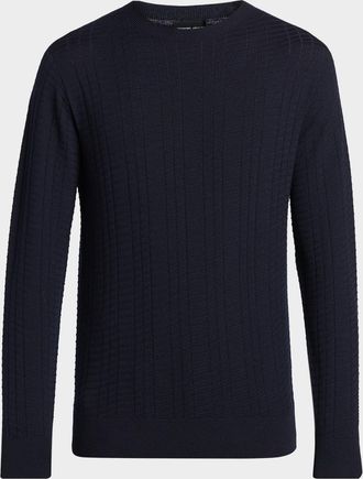 Giorgio Armani Men & apos;s Geometric Textured Virgin Wool Sweater