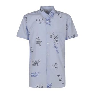 Comme Des Gar&ccedil;ons Short Sleeve Shirts, male, Blue, Size: M Woven Short Sleeve Shirt