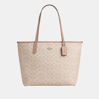 Coach Womens City Tote in Signature Canvas - Beige - One Size