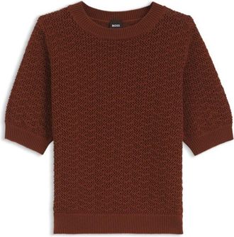 BOSS Cotton sweater with micro-lace structure