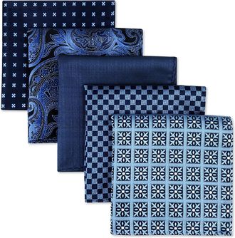 Shlax & Wing Shlax&Wing 5 Pieces Assorted Mens Pocket Square Handkerchiefs Set Lot, Set11, Set11