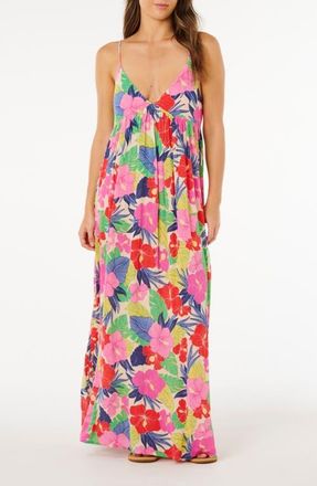 Rip Curl Floral Print Sleeveless Maxi Dress in Pink Multi at Nordstrom, Size X-Large