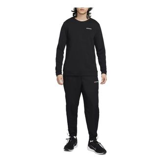 Nike Dri-FIT Track Club Mens Fleece Long-Sleeve Crew-Neck Running Sweatshirt Black FB5510-010