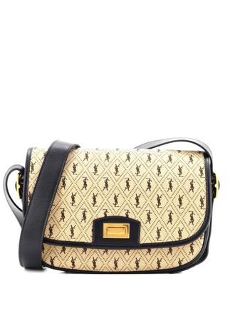 Saint Laurent Flap Satchel Monogram All Over Canvas and Leather Medium shoulder bag - Nero