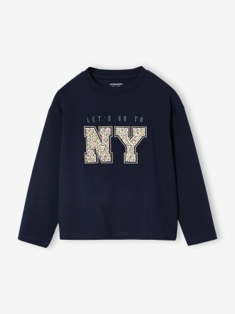 Vertbaudet Shirt mit Buchstaben-Applikation M&auml;dchen marine