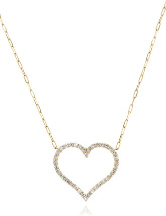 Diana M. Jewels 14 kt yellow gold diamond pendant with open-heart design adorned with 1.07 cts tw round diamonds