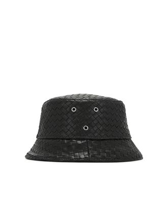 Bottega Veneta Womens Intrecciato Nappa Bucket Hat Black Accessories > Beanies &