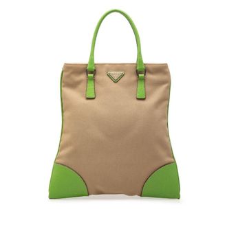 Prada Pre-owned Prada Cinghiale Trimmed Canvas Canapa Tote Ladies E56CFA3WGMOVV43H