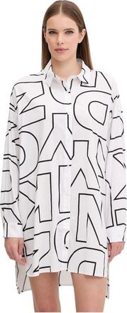 DKNY Dkny, Nachtkleding, Dames, Wit, S, Katoen, Pyjama Shirt met logo-print