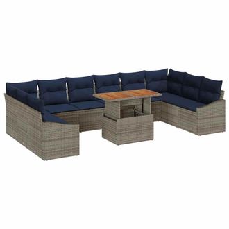 vidaXL Conjunto De Sof&aacute; De Jard&iacute;n 11 Pcs Gris Polirat&aacute;n Vidaxl