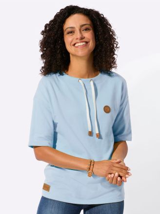 Casual Looks Sweatshirt CASUAL LOOKS, Damen, Gr. 36, eisblau, 50% Baumwolle, 50% Polyester, unifarben, Sweatshirts Sweatshirt