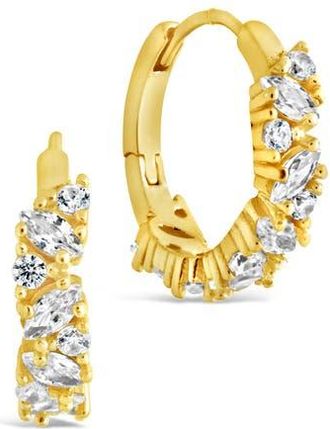 Sterling Forever Georgia Cubic Zirconia Huggie Hoop Earrings in Gold at Nordstrom Rack