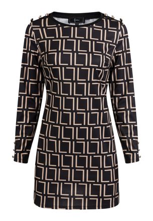 Faina Mini-jurk met grafisch patroon Dames zwart