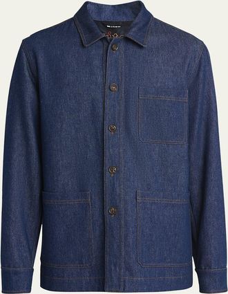 Kiton Mens Denim Workshirt