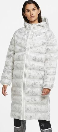 Nike Sportswear Parka Jacket Womens White Marble Inuslated Full Zip UPS1198