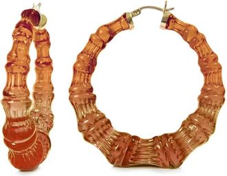 Gold & Honey Womens Lucite Bamboo Hoop Earrings In Rum & Coke