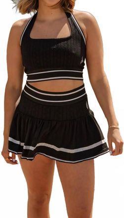 Free People Advantage Halter Neck Crop Top And Mini Skirt Set In Black