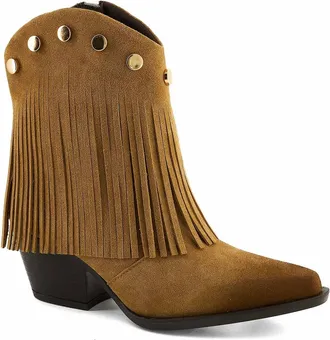 Andrea Womens Fringe Detail Low Boots In Light Brown