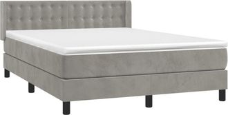 vidaXL Vidaxl - Cama Box Spring Con Colch&oacute;n Terciopelo Gris Claro 140x190 Cm