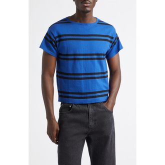 Second/Layer Ultimo Stripe Cotton & Cashmere T-Shirt in Blue/black at Nordstrom, Size 48