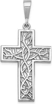 Diamond2Deal 14k White Gold Thorn Cross Pendant
