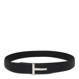 Tom Ford T-buckle Reversible Leather Belt - male - Tom Ford - Belts - Black - 105 CM - Accessories