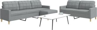 vidaXL Vidaxl - Juego De Sof&aacute;s Con Reposapi&eacute;s 3 Piezas Tela Gris Claro