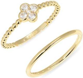 Argento Vivo Set of 2 Clover Stacking Rings in Gold at Nordstrom Rack, Size 9