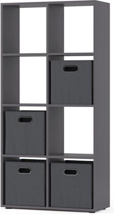 Vicco Separador De Ambientes Scutum, Gris, 143 X 72 Cm Con 4 Cajones Plegables