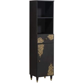 vidaXL vidaXL Mobile da Bagno Nero 38 x 33 x 160 cm Legno di mango massello