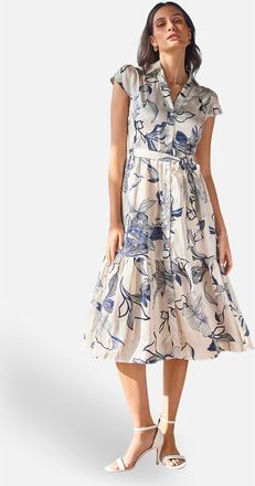 Yumi Abstract Floral Midi Shirt Dress in Ivory at Nordstrom, Size 10