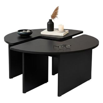 Dmora Mesa De Caf&eacute; Codroipo, Mesa De Centro Baja, Revistero Para Sof&aacute;, Estante De La Sala De Estar, 90x90 H41 Cm, Negro - Dmora