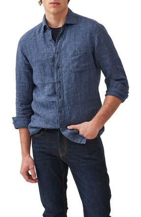 Rodd & Gunn Coromandel Button-Up Linen Shirt in Marine at Nordstrom, Size Xxx-Large