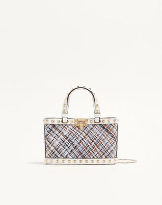 Valentino Garavani Valentino Garavani Rockstud Mini Shopping Bag In Woven Fabric. Wo