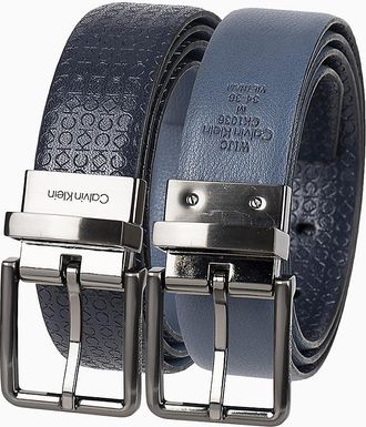 Calvin Klein Mens Micro Monogram Reversible Belt - Blue - XL