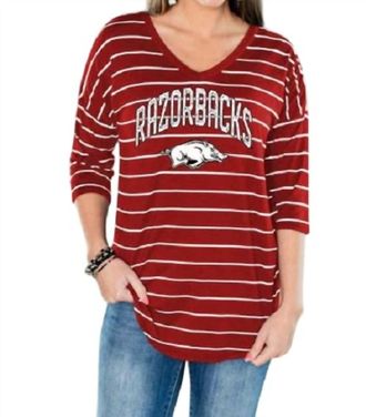 Gameday Couture University Of Arkansas Fall In Line Tunic In Red