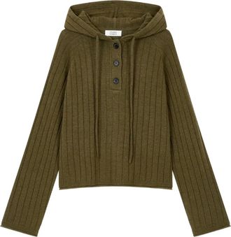 TOMBOY ribbed-knit hoodie - women - Nylon/Wool/Fabric - OS - Green