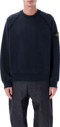 Stone Island Blue Crewneck Logo Patch Sweatshirt