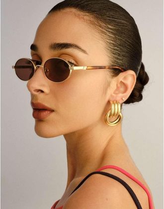 Le Specs Icicle - Occhiali da sole slim marrone fumo
