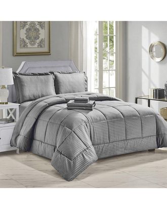 Luxury Home 8Pc Dobby Stripe Comforter Set