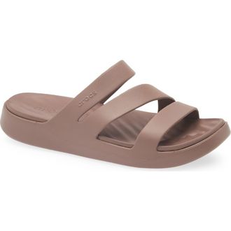 Crocs Getaway Waterproof Strappy Slide Sandal in Truffle at Nordstrom, Size 10